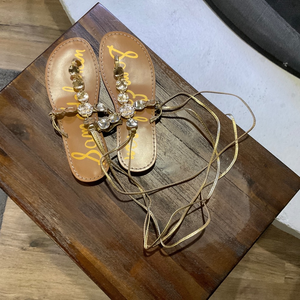 Sam Edelman Deidre Wrap Sandal gold size 8.5 - Picture 4 of 7